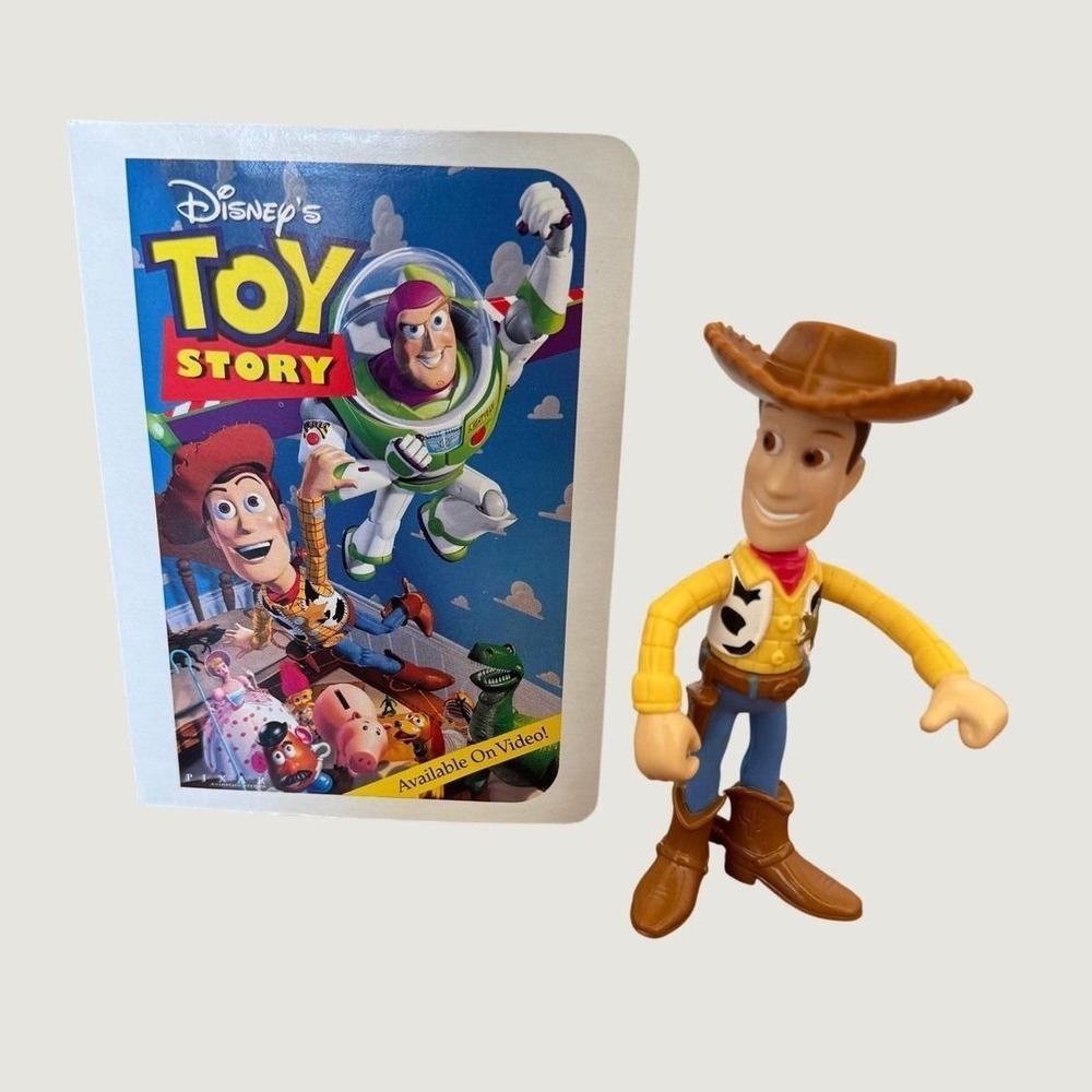Disney Toy Story Woody Action Figure with VHS Case Display 1996 McDonald's Toy